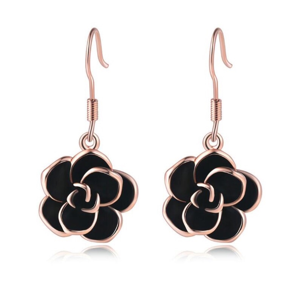 women’s fashion earrings camellia rose gold